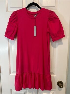 Tart Collections dress mini “Tenley”Azalea Pink Puff Sleeve Ruffle Hem XS/S/M